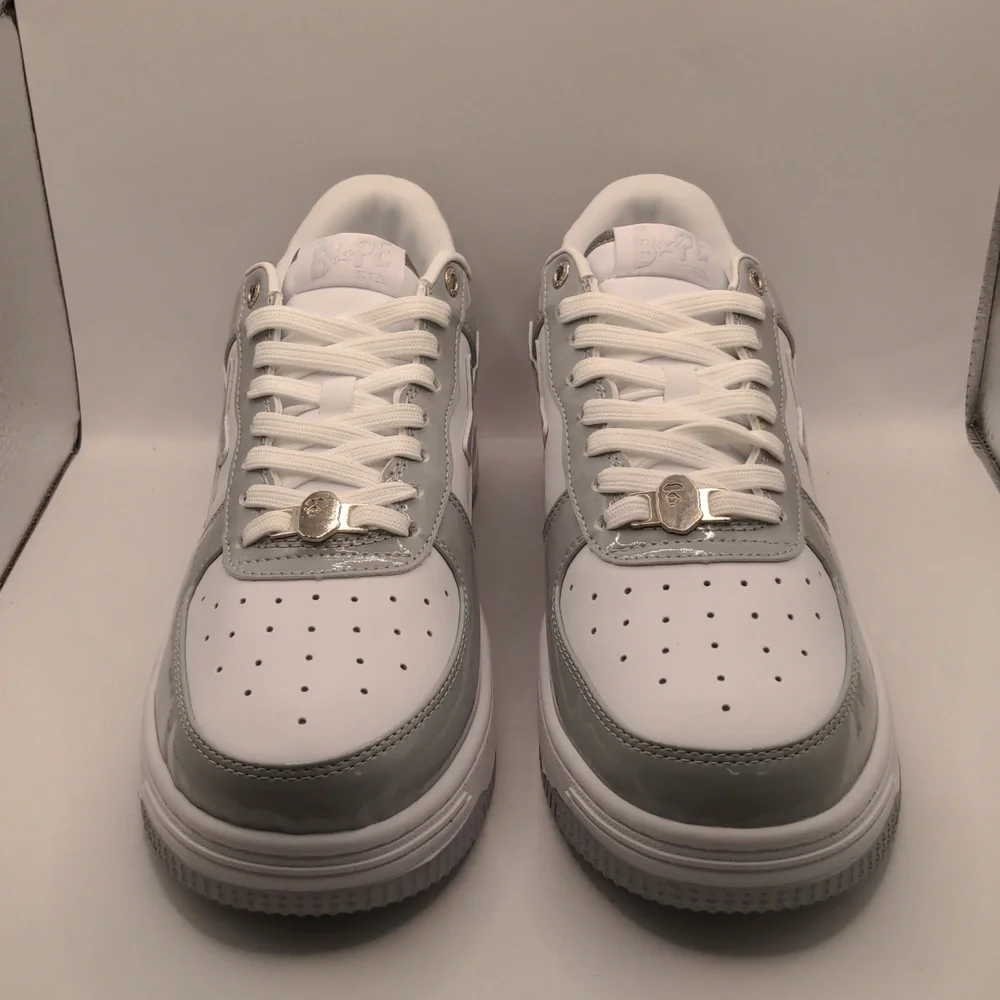 New A Bathing Ape Bapesta Men's Sneakers Light Grey Sz 12 - Picture 2 of 13